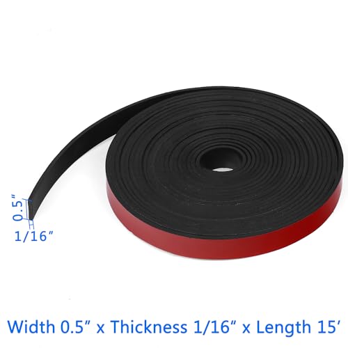 WochiTV Adhesive Solid Rubber Strips, 1/2" Wide x 1/16" Thick x 180" Long Self Stick Black Neoprene Rubber Rolls Perfect for DIY Insulation Cushion Gasket, Sealing, Liner, Weather Striping - Image 2