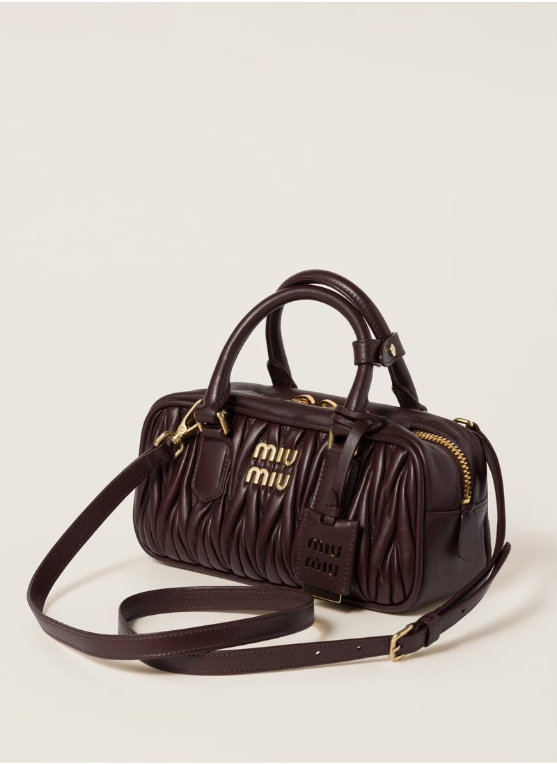 Miu Miu Miu Arcadia Matelassé Nappa Leather Women's Bag, Women's Tote Bag, Women's Shoulder Bag, Women's Cross body Bag, Women's Handbag, Coffee-Brown  - Image 3