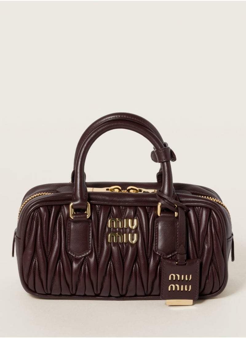 Miu Miu Miu Arcadia Matelassé Nappa Leather Women's Bag, Women's Tote Bag, Women's Shoulder Bag, Women's Cross body Bag, Women's Handbag, Coffee-Brown  - Image 1