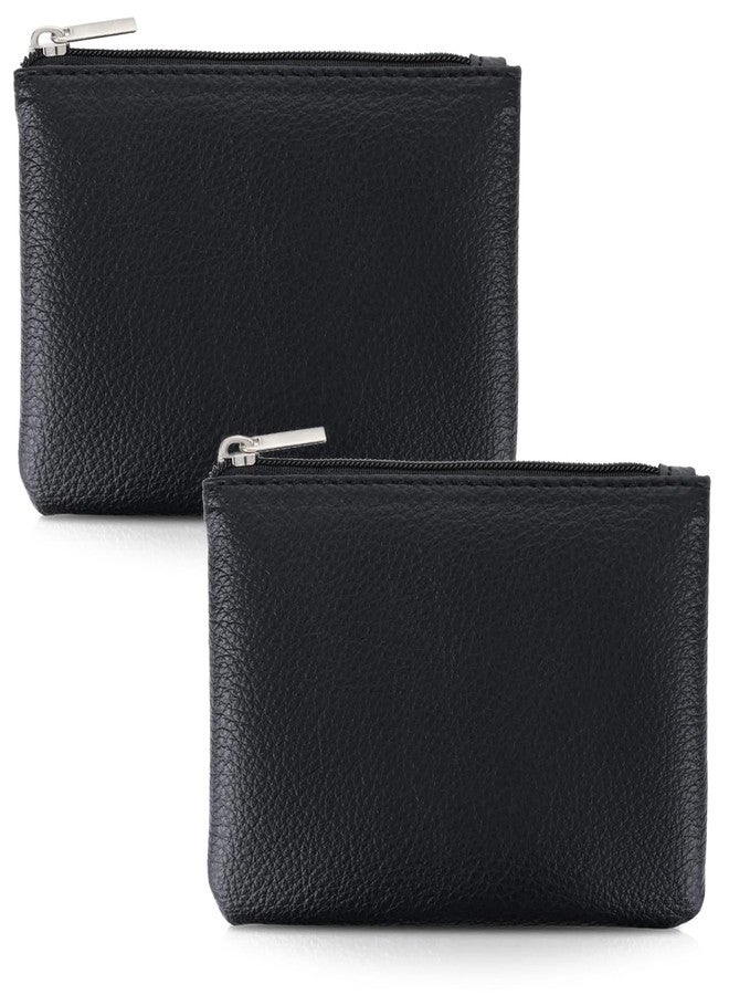 DXMWWTP 2 Pack Leather Zipper Coin Purse,Portable Change Wallet,Zipper for Men Women,Pouch Change Purse,Coin Bag,Mini Coin Pocket Pouch Change Holder for Men(Black&Black), 2PCS Black, 12cm*8cm/4.72n*3.15in, - Image 1