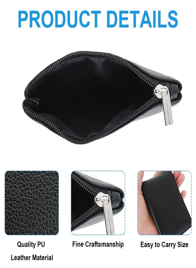 DXMWWTP 2 Pack Leather Zipper Coin Purse,Portable Change Wallet,Zipper for Men Women,Pouch Change Purse,Coin Bag,Mini Coin Pocket Pouch Change Holder for Men(Black&Black), 2PCS Black, 12cm*8cm/4.72n*3.15in, - Image 4