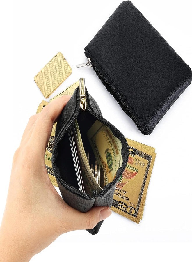 DXMWWTP 2 Pack Leather Zipper Coin Purse,Portable Change Wallet,Zipper for Men Women,Pouch Change Purse,Coin Bag,Mini Coin Pocket Pouch Change Holder for Men(Black&Black), 2PCS Black, 12cm*8cm/4.72n*3.15in, - Image 5