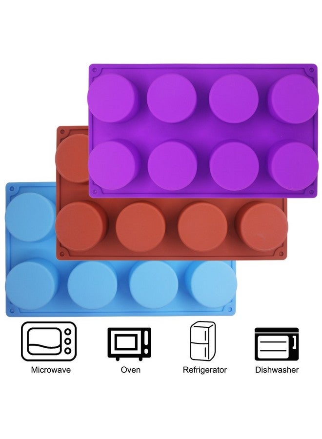 سورس تون قالب خبز سيليكون دائري كبير بثمانية تجاويف، من SourceTon، عبوة من 3 قوالب خبز غير لاصقة آمنة غذائيًا للكعك والحلوى ومافن الصابون المصنوع يدويًا والكب كيك ومكعبات الثلج - Image 3