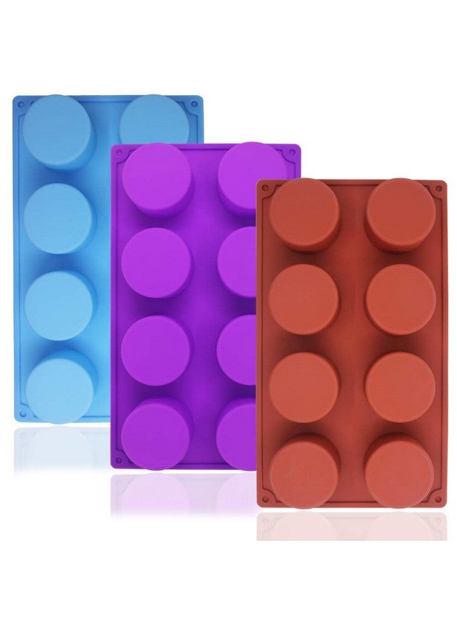 سورس تون قالب خبز سيليكون دائري كبير بثمانية تجاويف، من SourceTon، عبوة من 3 قوالب خبز غير لاصقة آمنة غذائيًا للكعك والحلوى ومافن الصابون المصنوع يدويًا والكب كيك ومكعبات الثلج - Image 1