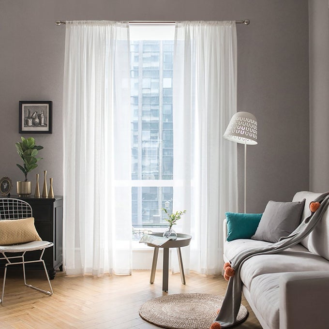2 Panels Solid Color White Sheer Window Curtains Elegant Window Voile PanelsDrapesTreatment for Bedroom Living Room 54 X 84 Inches White
