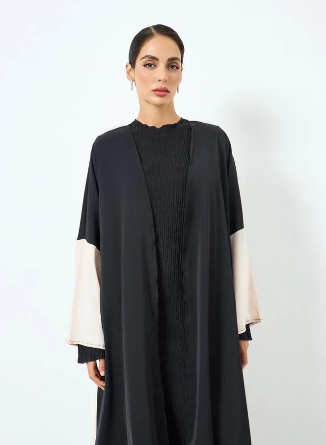 Take Two Women Contrast Color Block Long Sleeve Abaya