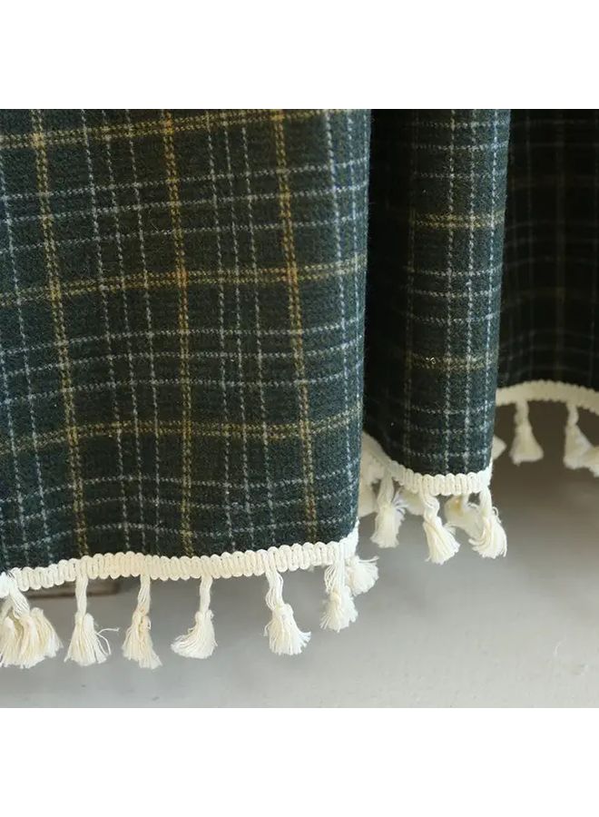 1pc Dark Green Vintage British Style Checkered Blackout Curtain Polyester 100 Woven Rod Pocket Drapes for Living Room Hand Wash Only Forest Theme Entryway Decor Size Height 23 62inch - Image 5