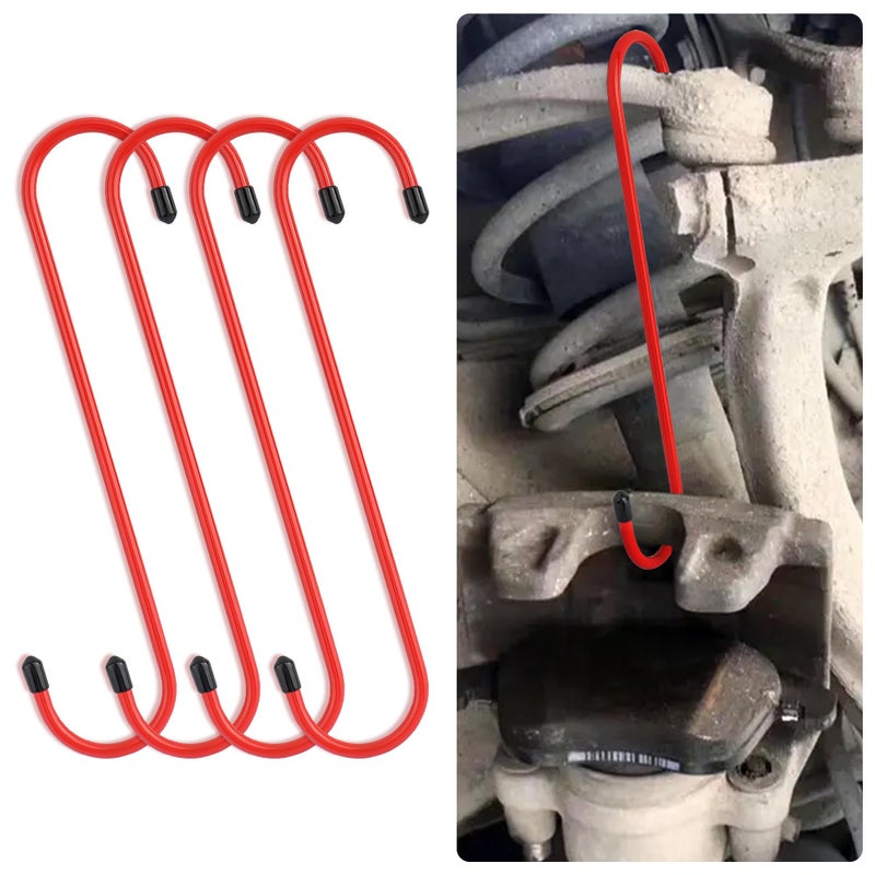 Stacool 4PCS Brake Caliper HangersBrake Caliper ToolBrake Caliper Compression Tool for Changing Brake PadsBrakingUniversal Automotive Tools Brake Caliper Hooks with Rubber Caps 4 Red