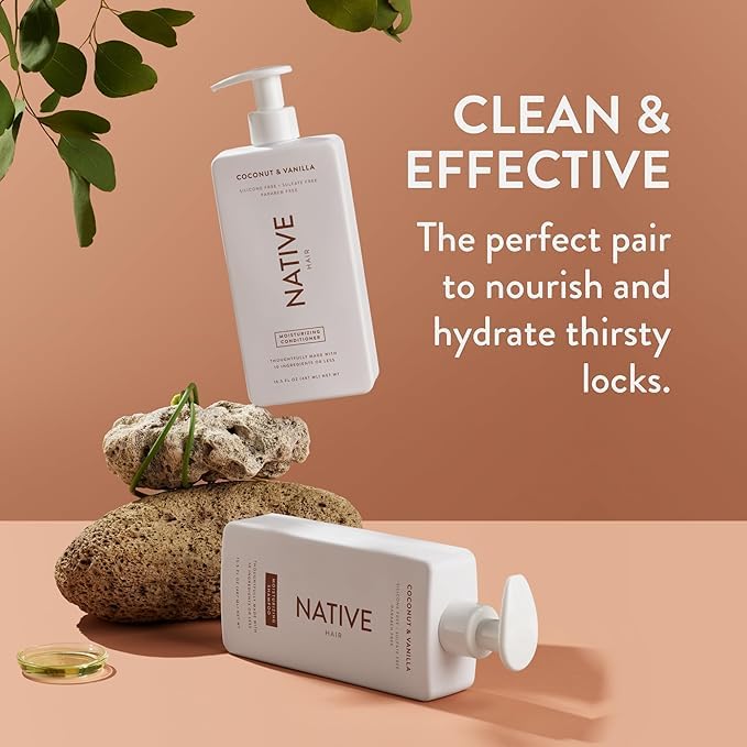 Native Shampoo and Conditioner Set | Sulfate, Paraben, and Dye Free, with Naturally Derived Clean Ingredients| 16.5 oz (Coconut & Vanilla, Moisturizing), 2, 1.3 ounces - Image 3