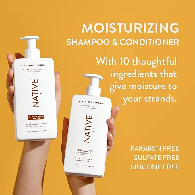 Native Shampoo and Conditioner Set | Sulfate, Paraben, and Dye Free, with Naturally Derived Clean Ingredients| 16.5 oz (Coconut & Vanilla, Moisturizing), 2, 1.3 ounces - Image 2