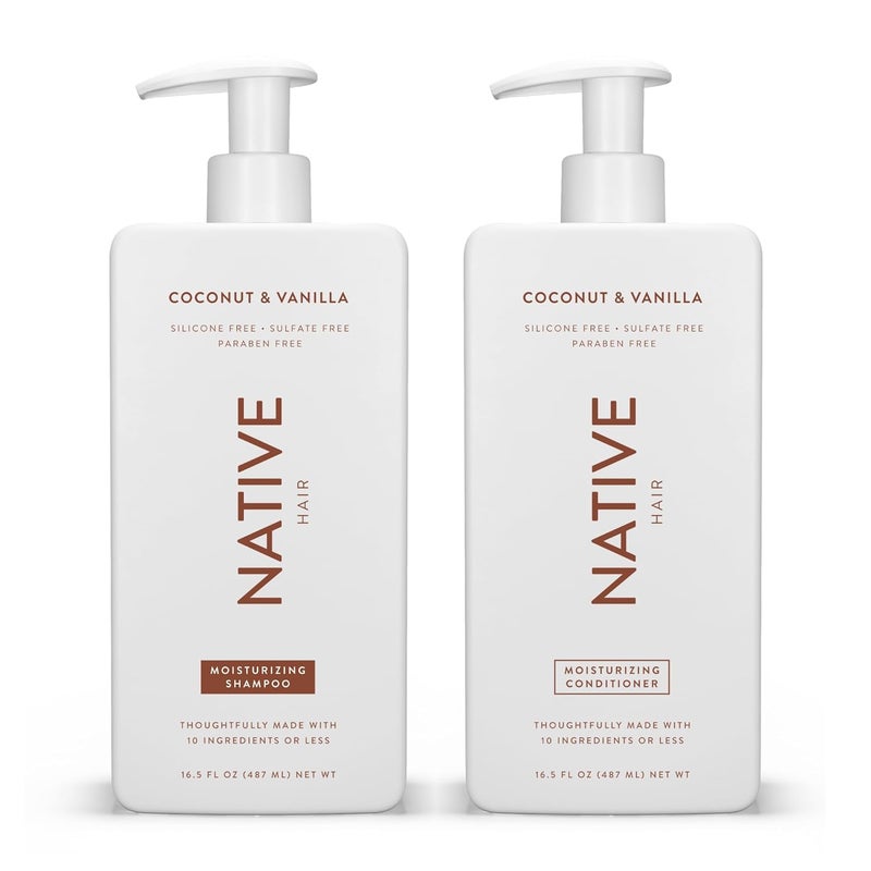 Native Shampoo and Conditioner Set | Sulfate, Paraben, and Dye Free, with Naturally Derived Clean Ingredients| 16.5 oz (Coconut & Vanilla, Moisturizing), 2, 1.3 ounces - Image 1
