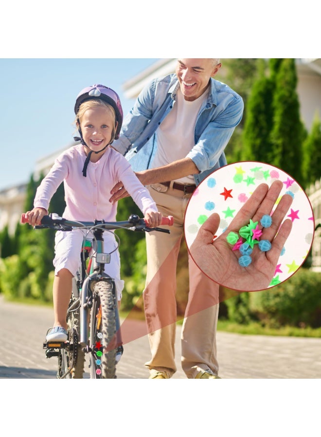 SUNSAR 72 Pcs Bike Spoke Beads Glow in The Dark, Colorful Plastic Luminous Bicycle Wheel Spokes Clip Beads, Five-pointed star and Round Bicycle Wheel Spokes Luminous Decorations - Image 5