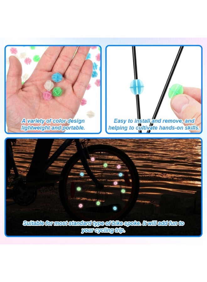 SUNSAR 72 Pcs Bike Spoke Beads Glow in The Dark, Colorful Plastic Luminous Bicycle Wheel Spokes Clip Beads, Five-pointed star and Round Bicycle Wheel Spokes Luminous Decorations - Image 4