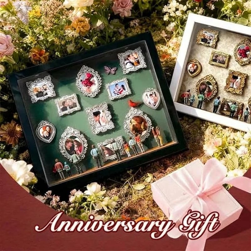 DIY Mini Gold Frames Silhouette Box, Upgrade Shadow Box Frame Kit with Gold Miniature Museum & Figurines, Anniversary, Wedding & Home Decor，Custom Photo Optional - Image 4