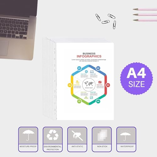 Shuban A4 Transparent Sheet Protectors – Top Loading, Clear, Reinforced 11-Hole Plastic Sleeves, Acid-Free & Archival Safe for Documents, Certificates & Photos (500 Pcs) - Image 2