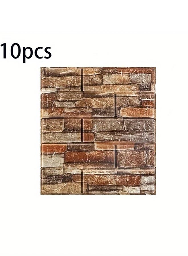 زيمي 10 قطع ملصقات حائط ثلاثية الأبعاد من ورق الحائط الرغوي الناعم، ديكور ورق حائط من الطوب الصناعي لغرفة النوم، مقاوم للماء وذاتي اللصق لغرفة الأعمال والصناعية - Image 1