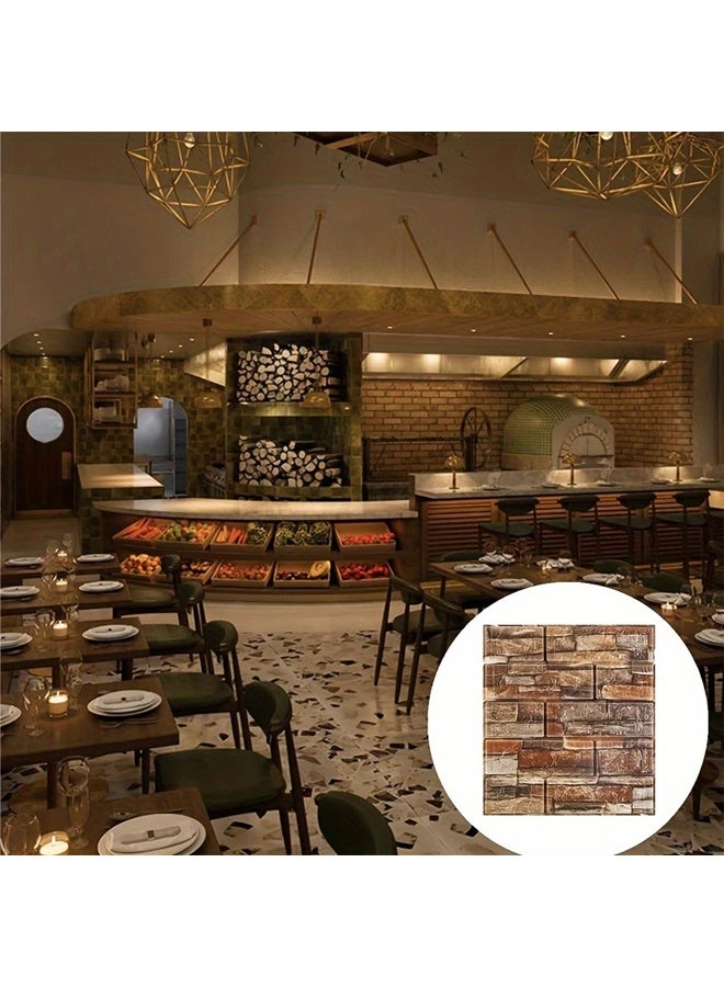 زيمي 10 قطع ملصقات حائط ثلاثية الأبعاد من ورق الحائط الرغوي الناعم، ديكور ورق حائط من الطوب الصناعي لغرفة النوم، مقاوم للماء وذاتي اللصق لغرفة الأعمال والصناعية - Image 2