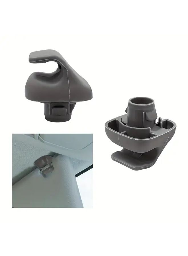 2Pcs Gray Nylon Sun Visor Hook Clips Durable Car Plastic Replacement Parts - Image 1