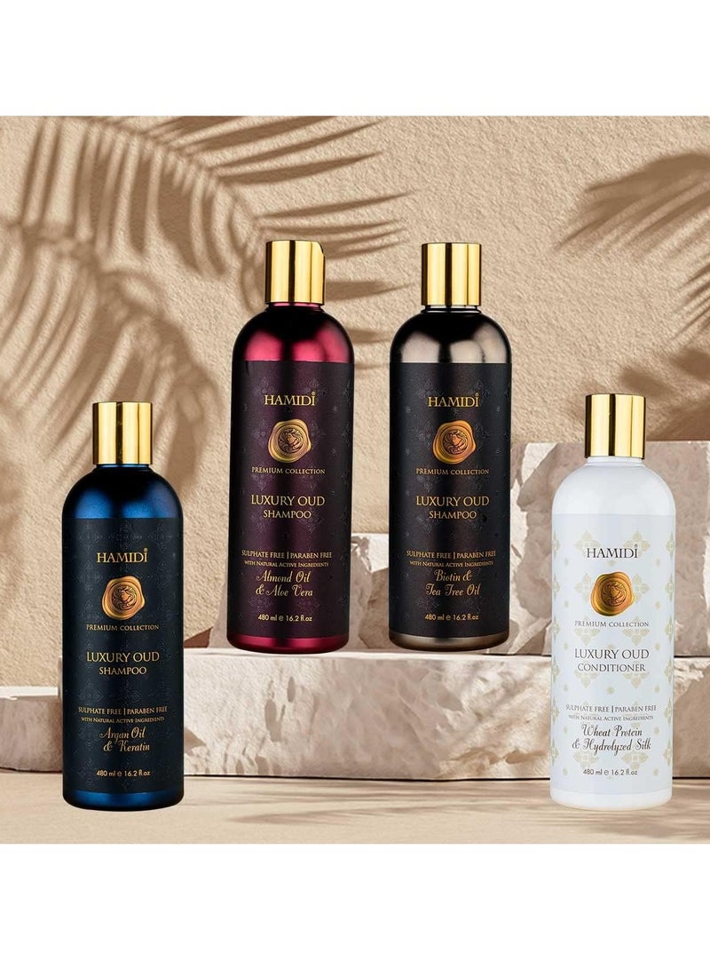 Hamidi Luxury Oud Shampoo Biotin and Tea Tree Oil 480ml With Natural Active Ingredients and Paraben Free for Unisex - Image 3