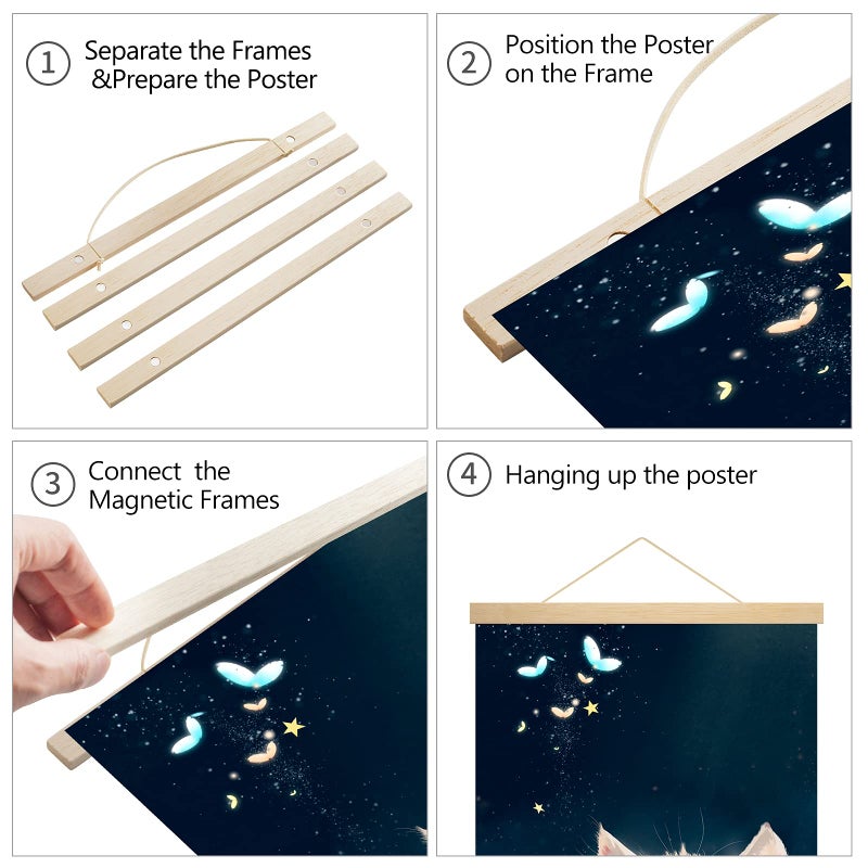 Radezon 12 inch Wide Magnetic Poster Hanger Frame  12x18 12x16 12x24 Wood Frame for Posters  Prints  Photos  Pictures  Maps  Scrolls  and Artwork - Wall Hanging Wooden Frame - Image 5