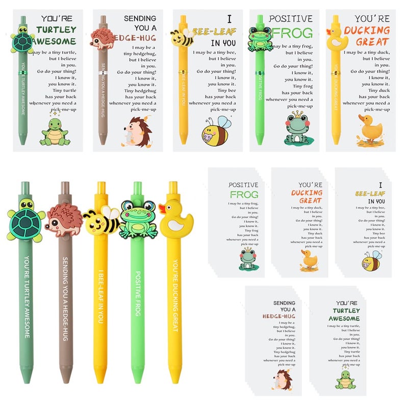 BHHQHH 30 Sets Employee Appreciation Gifts Bulk Funny Animal Thank You Ballpoint Pens with Motivational Cards Inspirational Gifts for Coworkers Teacher Team Staff - Image 2