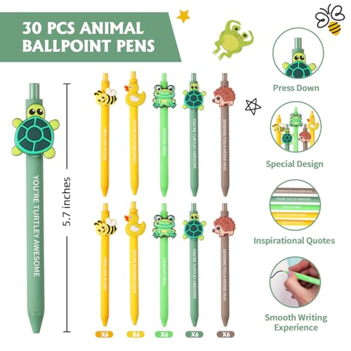 BHHQHH 30 Sets Employee Appreciation Gifts Bulk Funny Animal Thank You Ballpoint Pens with Motivational Cards Inspirational Gifts for Coworkers Teacher Team Staff - Image 3