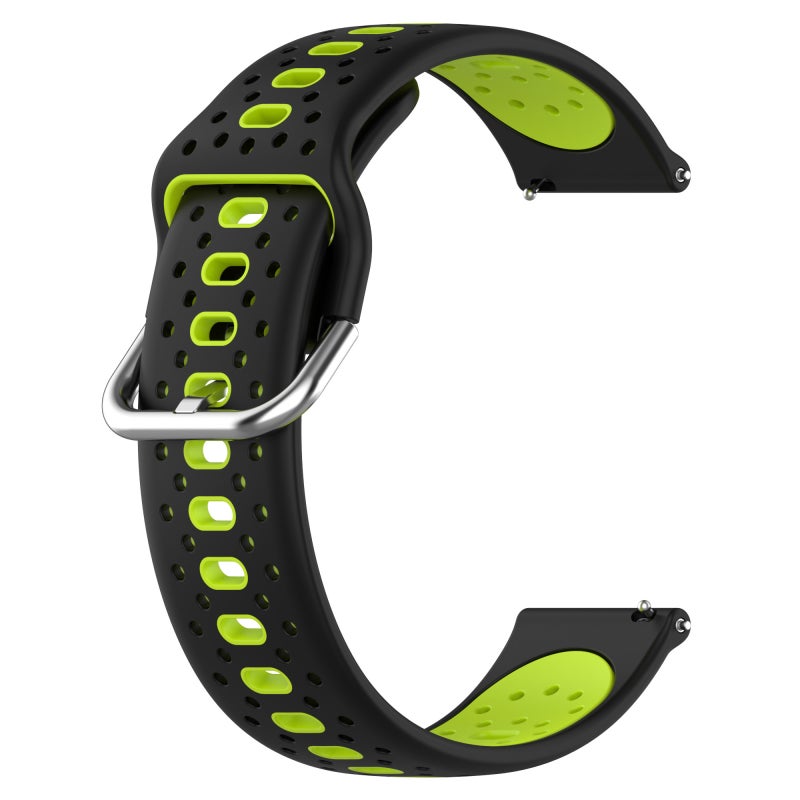S-TOP For Garmin Forerunner Sq2 Music 20mm Breathable Two-Color Silicone Watch Band(Black+Lime Green) - Image 2