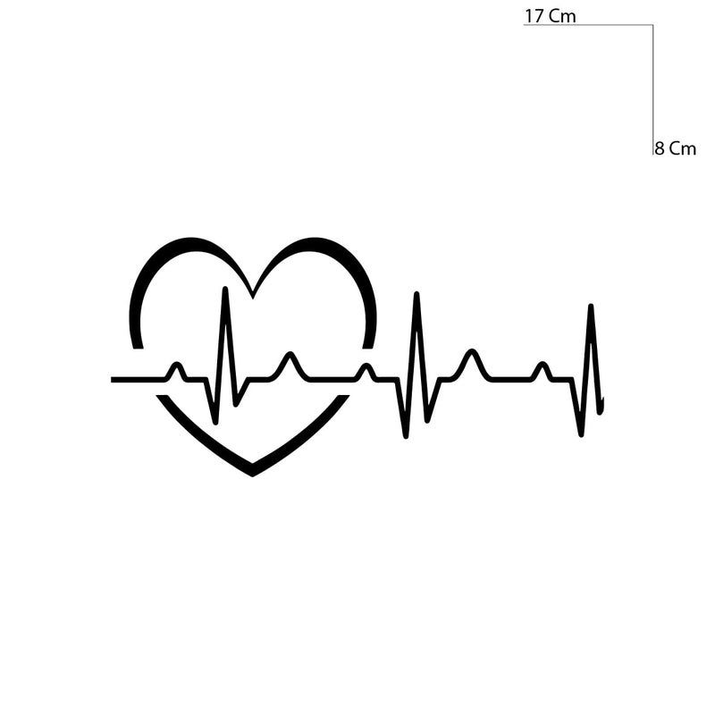 VVWV ® Music Heart Beat Guitar Stickers for Guitar Body Skateboard Sticker (17 X 8 Cm) (Black) - Image 2