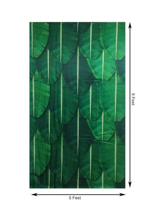 ZESTENTER ZestEnter Banana Leaf Backdrop Cloth Combo with 2 Strings Marigold Garlands 1 Foam Ganesh and 2 Bells  - Image 5