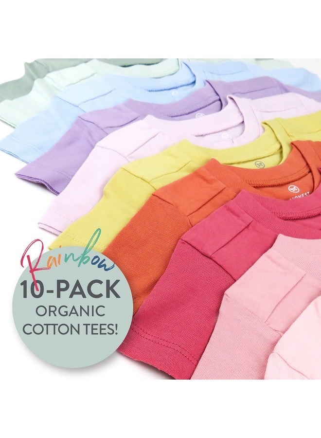 HonestBaby HonestBaby Organic Cotton Short Sleeve T-Shirts 10-Pack Rainbow Gems Pinks 5 Years  - Image 2