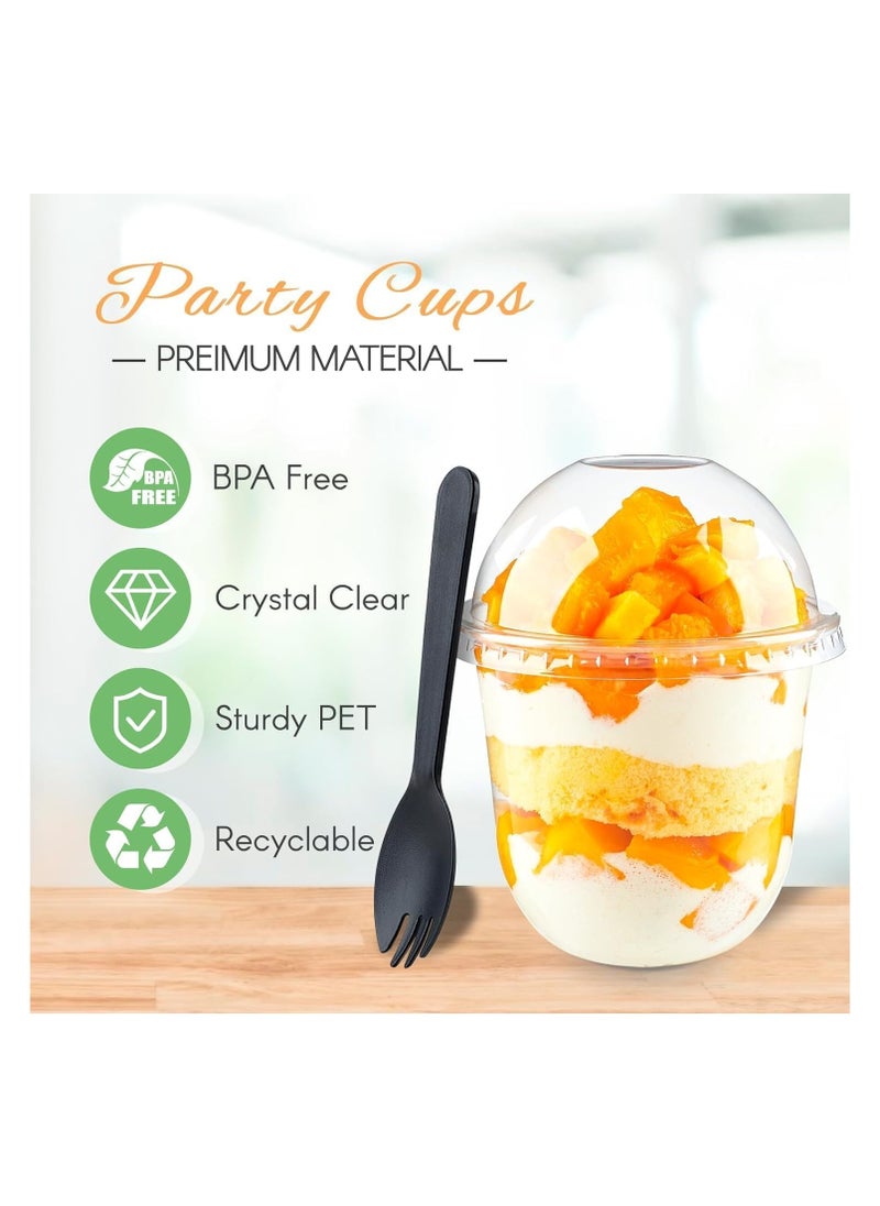 Folanry - Reusable Clear Plastic Parfait Cups with Lids and Spoons-50 PCS 360ml/12oz Round Dessert Cups Set for Smoothies, Pudding, Ice Cream and more - Image 1