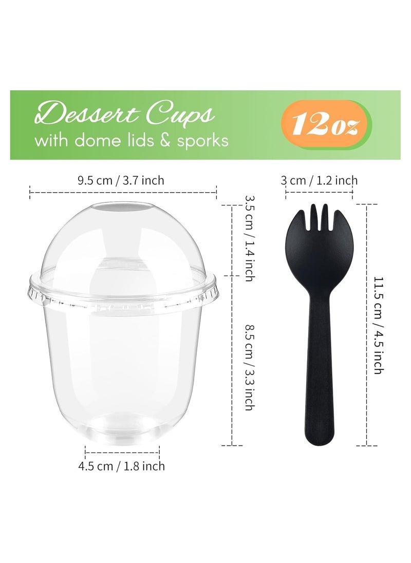 Folanry - Reusable Clear Plastic Parfait Cups with Lids and Spoons-50 PCS 360ml/12oz Round Dessert Cups Set for Smoothies, Pudding, Ice Cream and more - Image 1