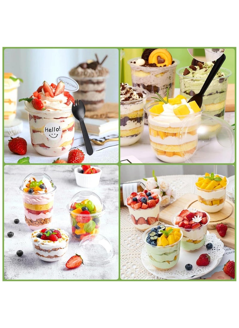Folanry - Reusable Clear Plastic Parfait Cups with Lids and Spoons-50 PCS 360ml/12oz Round Dessert Cups Set for Smoothies, Pudding, Ice Cream and more - Image 1
