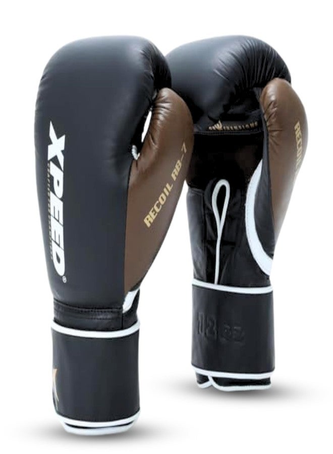Massive Speed System Xpeed Recoil Spar Glove, Sparring Glove for Boxing Training Gloves, Leather Bag Gloves, Secure Wrist Support, Ventilated Mesh Weave Palm 16oz (Brown & Black) - Image 1