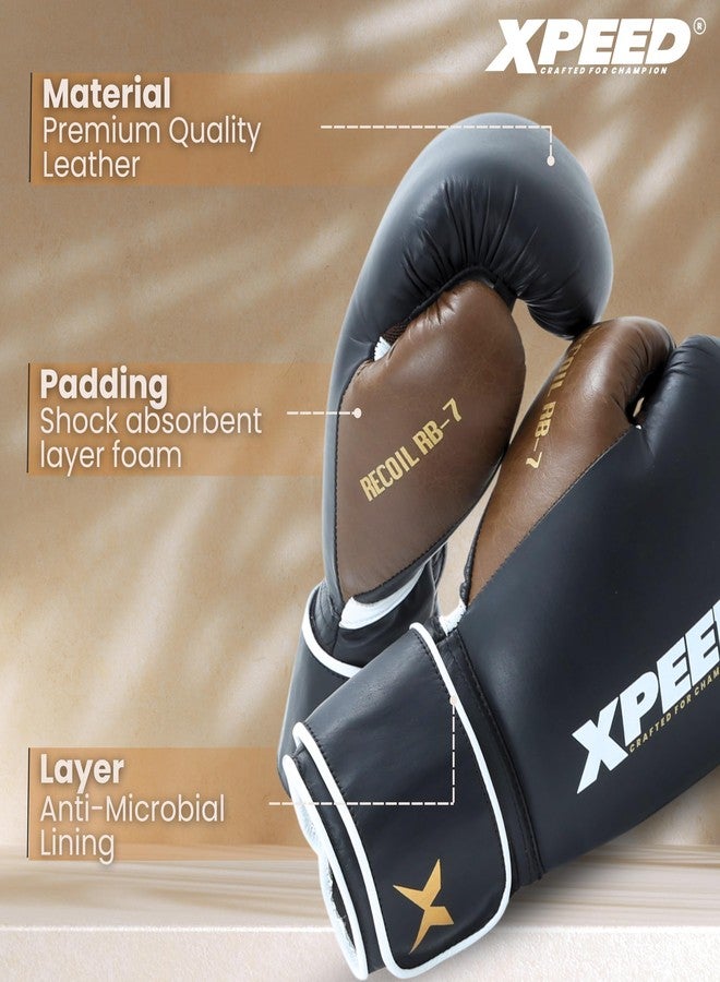 Massive Speed System Xpeed Recoil Spar Glove, Sparring Glove for Boxing Training Gloves, Leather Bag Gloves, Secure Wrist Support, Ventilated Mesh Weave Palm 16oz (Brown & Black) - Image 3