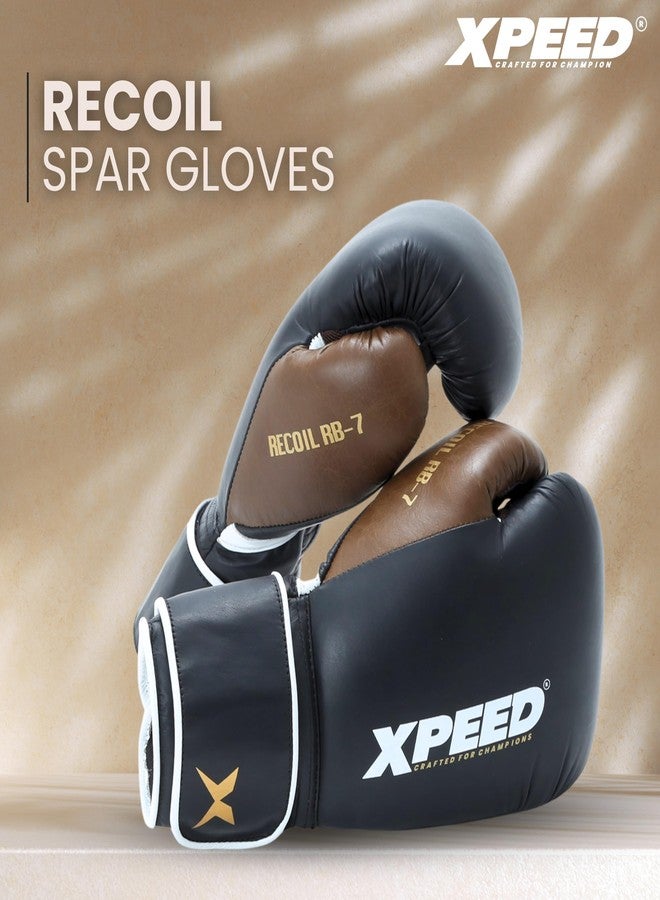 Massive Speed System Xpeed Recoil Spar Glove, Sparring Glove for Boxing Training Gloves, Leather Bag Gloves, Secure Wrist Support, Ventilated Mesh Weave Palm 16oz (Brown & Black) - Image 2