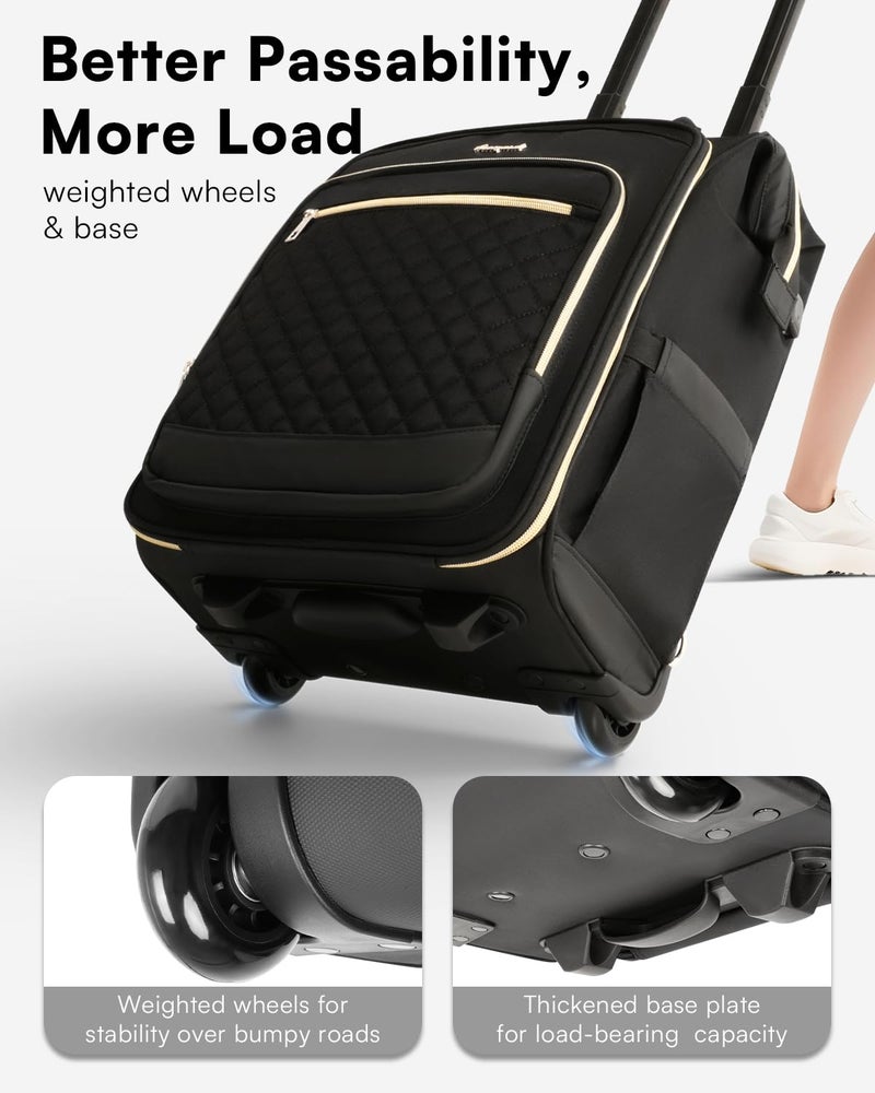 Arcoyard Rolling Backpack for Women, Travel Backpack with Wheels, Vertical Storage Wheeled Laptop Backpack, Overnight Underseat Carry on Luggage for College Business Work, Stylish Rolling Laptop Bag, Black - Image 5