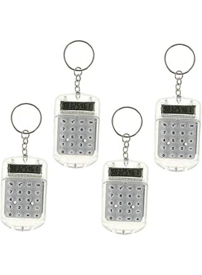 4 Pcs Mini Electronic Calculators Keychain Smart Student Key Rings Assorted - Image 1