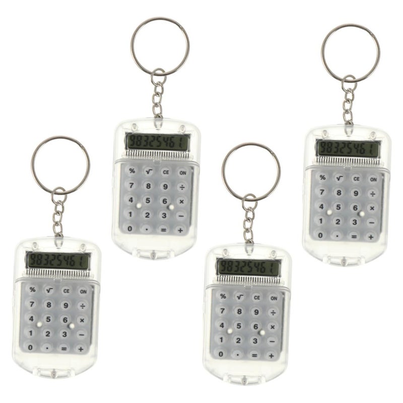 4 Pcs Mini Electronic Calculators Keychain Smart Student Key Rings Assorted - Image 2