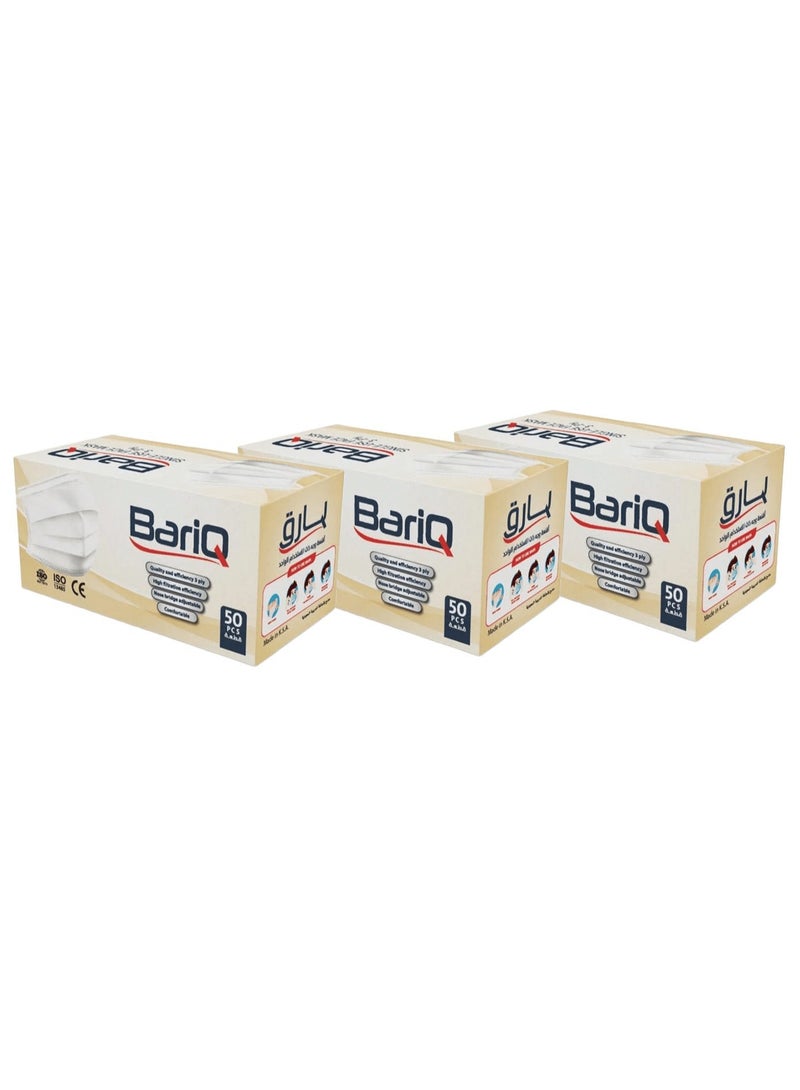Bariq Pack Of 3 Bariq Face Mask White 50 pieces - Image 1