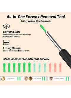 CIMIA Ear Wax Removal,Kids Wireless Visual Ear Cleaner with HD Camera, Rechargeable Earwax Remover Tool, Safe Ear Scoop for Children & Adults, Home Ear Cleaning Kit,Black  - Image 4