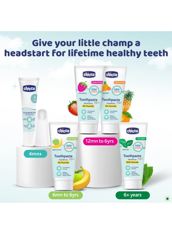 شيكو معجون أسنان للأطفال الأفضل للرضع (1 سنة و6 سنوات) بنكهة الفراولة 50 جرام خالٍ من الفلورايد ومنخفض الكشط يزيل البلاك ويساعد على منع التسوس - Image 2