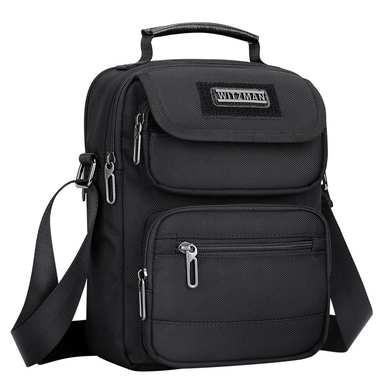 WITZMAN Crossbody Bag for Men Messenger Bag Lightweight Man Purse Small Nylon Casual Shoulder Bags for Work Travel(B710 Black - Image 1
