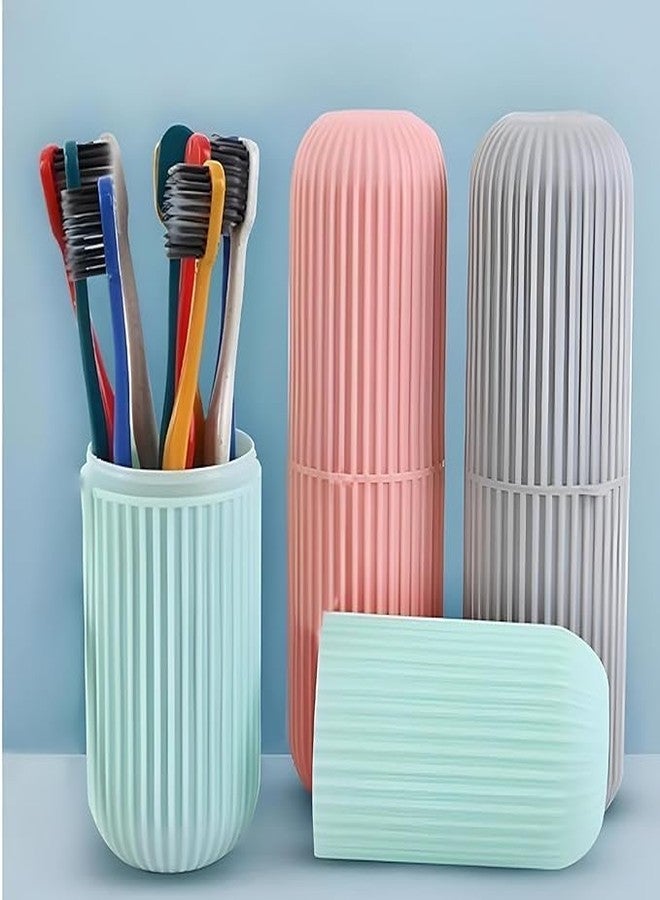 SBA PRIME Capsule Shape Toothbrush Case & Toothpaste Holder Multicolor Travel Kit | Compact Hygienic Cover | Multipurpose Stand | Portable Bathroom Kit | Hostel Essentials | Storage Box | (Pack of 2) - Image 3
