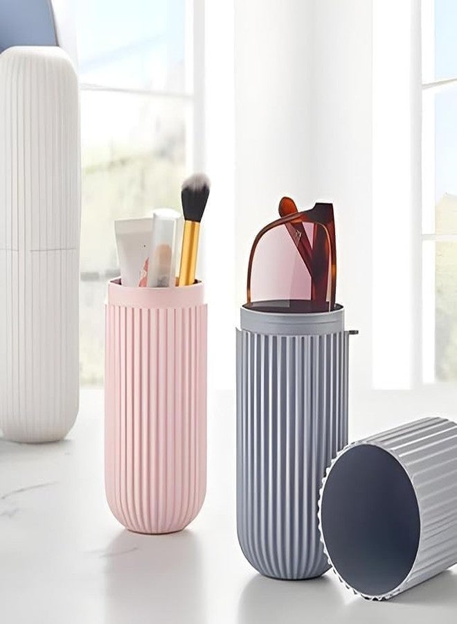 SBA PRIME Capsule Shape Toothbrush Case & Toothpaste Holder Multicolor Travel Kit | Compact Hygienic Cover | Multipurpose Stand | Portable Bathroom Kit | Hostel Essentials | Storage Box | (Pack of 2) - Image 2