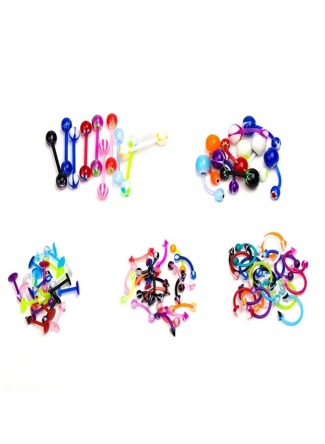 CrazyPiercing Wholesale 80 Flexible Lip Tongue Eyebrow Bar Rings Barbell Piercing Body Jewelry Multicolor - Image 2