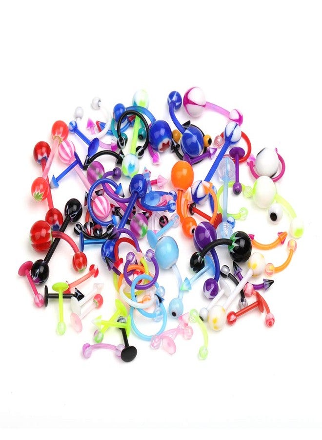 CrazyPiercing Wholesale 80 Flexible Lip Tongue Eyebrow Bar Rings Barbell Piercing Body Jewelry Multicolor - Image 1