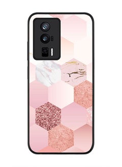 Stylizedd Rugged Black edge case for Xiaomi Poco F5 Pro 5G / Xiaomi Redmi K60 / Xiaomi Redmi K60 Pro Slim fit Soft Case Flexible Rubber Edges Anti Drop TPU Gel Thin Cover - Marble Pink Honeycomb  - Image 1