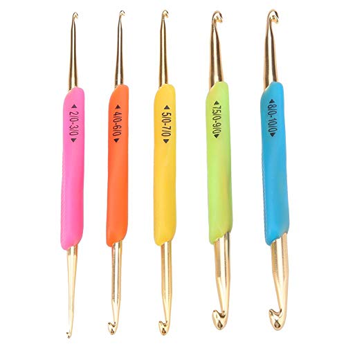 Hilitand Double Head Crochet Hook Set, Aluminum Tip Knitting Needle Set with Soft Rubber Handle (Random Color) - Image 1