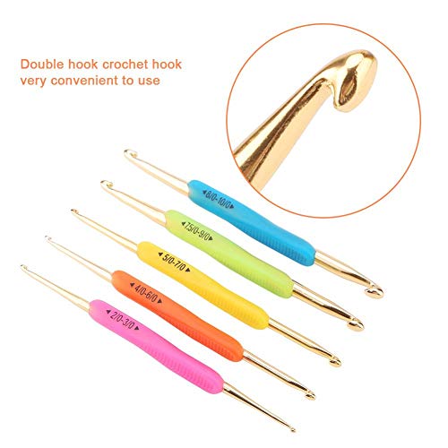 Hilitand Double Head Crochet Hook Set, Aluminum Tip Knitting Needle Set with Soft Rubber Handle (Random Color) - Image 3